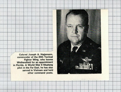Colonel Joseph A Hagemann 20th Tactical Wing Wethersfield - 1970 Small Clipping