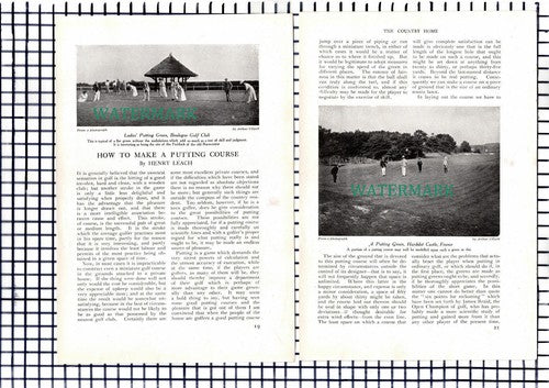 GOLF  How To Make A Putting Course Henry Leach  - 1909 2-Part Article