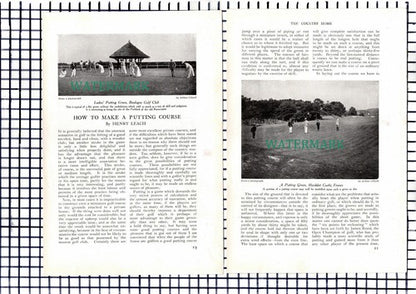GOLF  How To Make A Putting Course Henry Leach  - 1909 2-Part Article