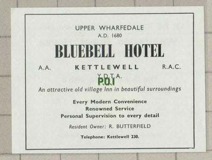 (C623) Wharfeside Guest House Kettlewell Tetley / Bluebell Butterfield -  c.1960