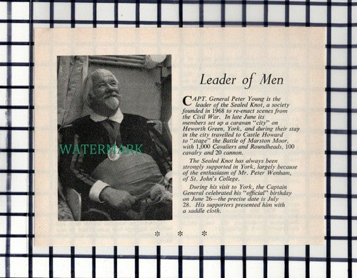 C6992) Capt General Peter Young Sealed Knot Society - 1971 Cutting