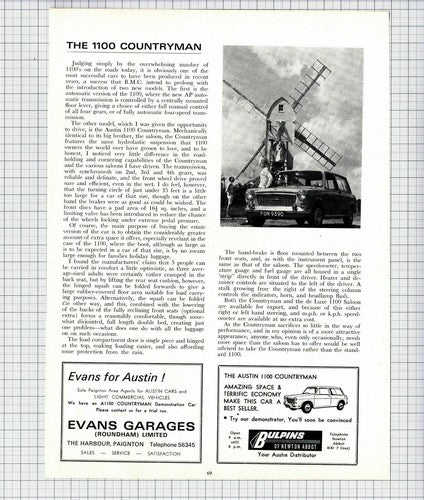 (6268) The Austin 1100 Countryman Car REVIEW  -  1967 Article
