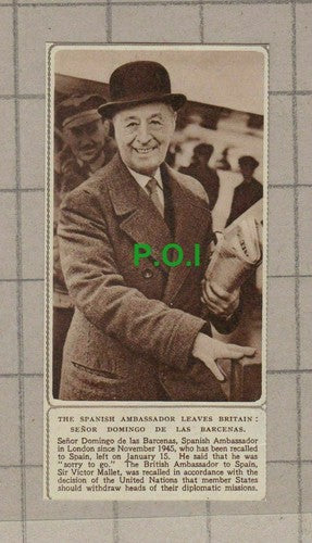 C2356) Senor Domingo De Las Barcenas Spanish Ambassador - 1947 Clip