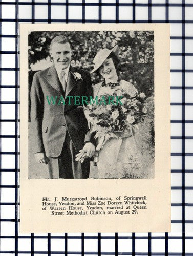 C7078) Mr J Murgatroyd Robinson  Yeadon Zoe Whitelock Warren House -1936 Cutting