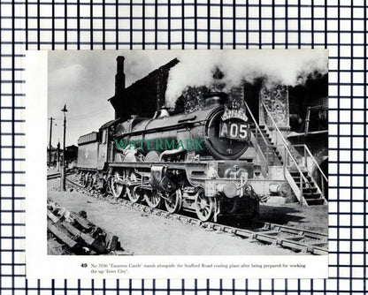 (7841) Stafford Road Shed Railway Engine 7036 Taunton Castle 4625 -1970s Cutting