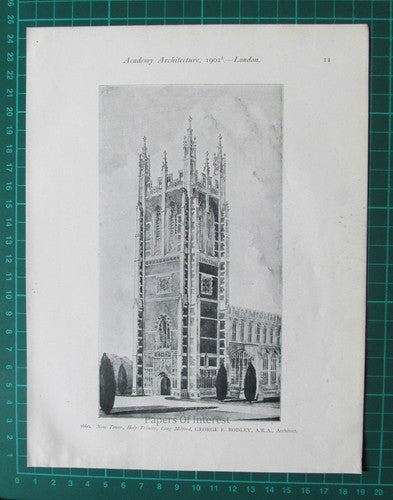 New Tower Holy Trinity Church Long Melford / Enfield Church Banister -1901 Print