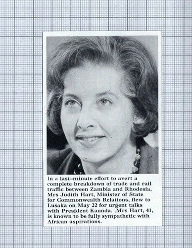 (5279) Mrs Judith Hart Minister of State Commonwealth Lusaka - 1966 Clip