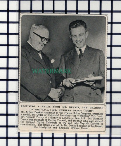 C6678) Mr Kenneth Dancy Tug TURMOIL Hero Flying Enterprise Carlsen  1952 Cutting