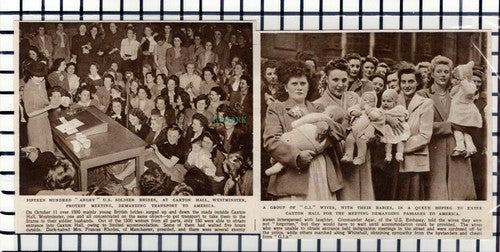 C6117) Caxton Hall Westminster GI Wives America Frances Rhodes ~ 1945 Cutting
