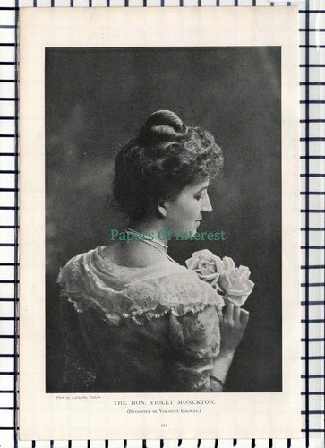 C5856) The Hon Violet Monckton Viscount Galway - c.1900 Cutting
