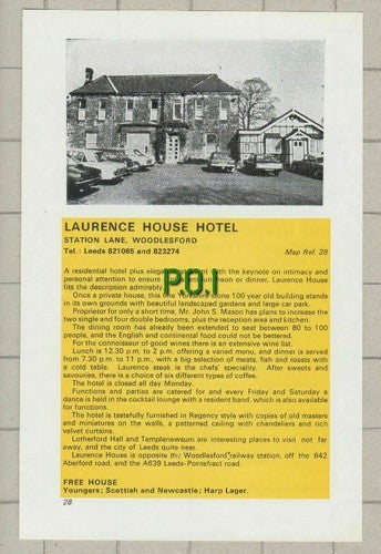 (C381) Laurence House Hotel Woodlesford Mason Hermit Inn Burley Woodhead Hewitt