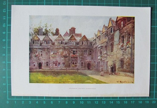 C4968) Brasenose College Oxford  - Different Scene On Each Side - c.1900 Clip