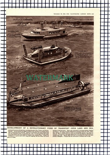 Hovercraft Development  Denny Vickers - 1961 Picture Article / Print