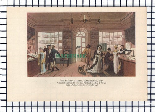 C6759) Scarborough Library  / Brighton Beach - 1947 Book Print / Illustration