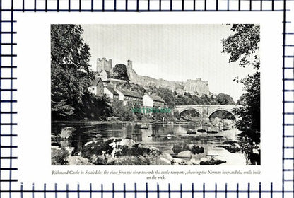 C6479) Muker / Richmond Castle - 1950s Print / Cutting