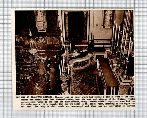 Brompton Oratory London Fire - 1950 News Clipping
