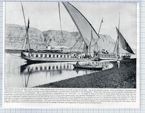 (5674) Clive Street Calcutta India  / Excursion Boats Nile Egypt - c.1895 Clip