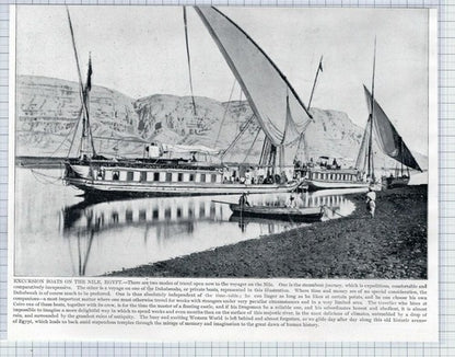 (5674) Clive Street Calcutta India  / Excursion Boats Nile Egypt - c.1895 Clip