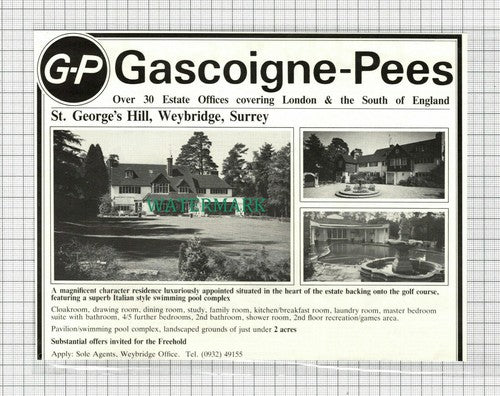 C2979) St George's Hill Weybridge Surrey House Sale Advert - 1981 Clip
