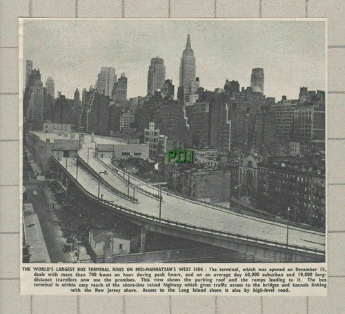 Manhattan Bus Terminal USA America  - 1950 News Cutting