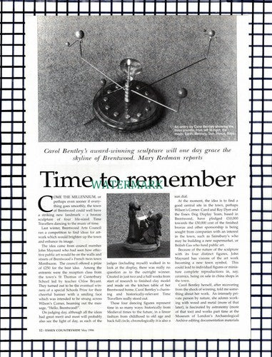 Brentwood Essex Sculpture Carol Bentley  - 1996 Article / Print