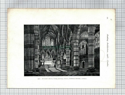 All Saints Church Tooting Graveney / Swalwell Church - 1906 Print