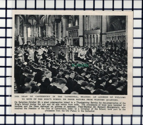 C6205) Canterbury Cathedral King's Scool Boys Wartime Return - 1945 Cutting