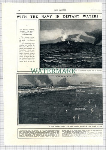 Dardanelles Forts Attack World War One Warship Shatt El Arab - 1915 Article