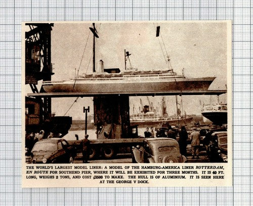 Model of Ship ROTTERDAM Southend Pier George V Dock -1961 Cutting