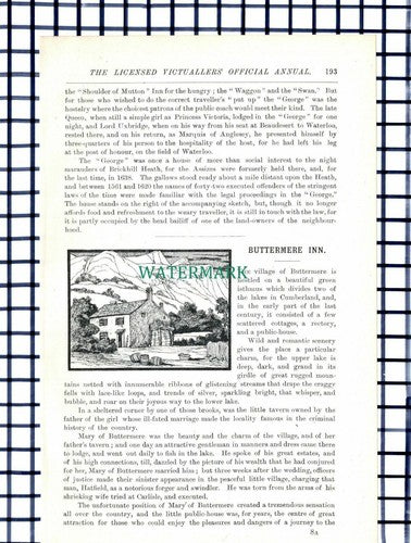 C6425) The Bull Dartford / Buttermere Inn Mary Hatfield - 1906 Dbl/Sided Cutting