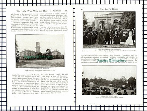 Lady Northcote Australia Government House Melbourne - c.1909 Article