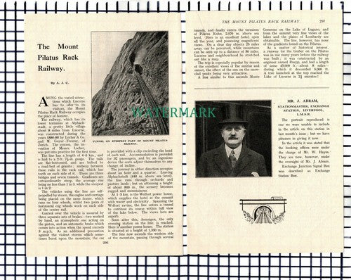 The Mount Pilatus Rack Railway Switzerland - 1930 Article