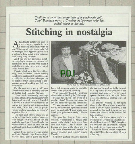 Florrie Sier Tye Green Cressing Bridge End Hospital Witham Quilting - 1987