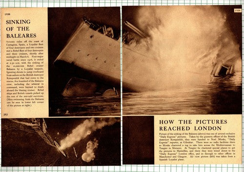 Sinking Of The BALEARES Ship Kempenfelt - 1938 Article / Print