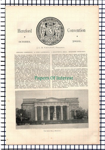 X1171) Shire Hall Hereford Master House Painters Skillicorn Kington 1899 Article