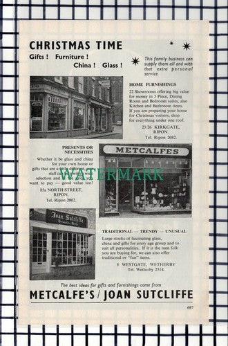 C6971) Metcalfes Joan Sutcliffe Ripon Advert  - 1967 Cutting