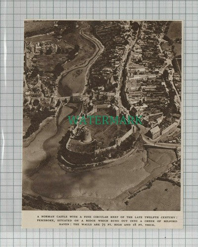 Pembroke Castle Aerial View   - 1948 Clipping