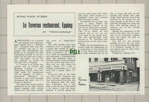 (5275) La Taverna Restaurant Epping Essex  - 1969 Clip