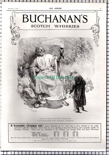 Scrooge Christmas Carol  Buchanan's Whisky  Advert - 1913 News Page / Print