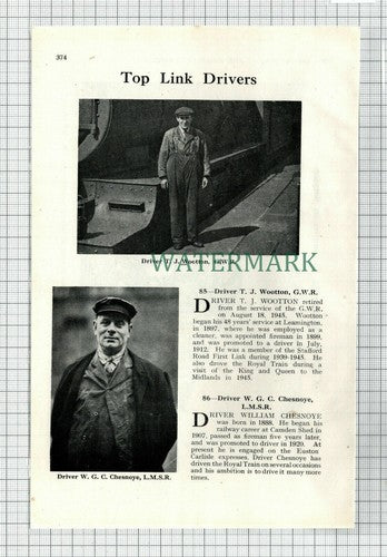 C6870) Train Driver T J Wootton GWR  WGC Chesnoye LMSR Railway - 1947 Cutting