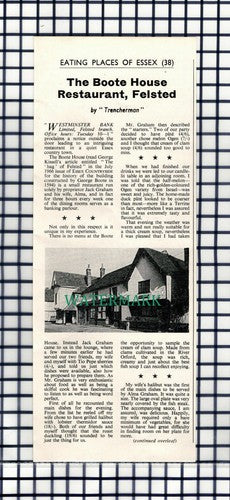 The Boote House Restaurant Felsted Jack & Alma Graham - 1966 Cutting