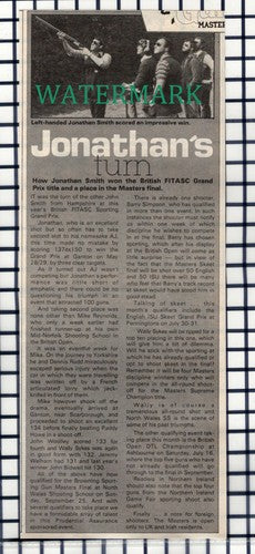 Jonathan Smith British FITASC Grand Prix Clay Shooting -  1983 Cutting