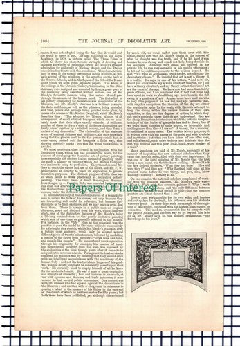 X1333) F  Woolaston Moody Decorative Artist Sandhurst Chapel - 1886 Article