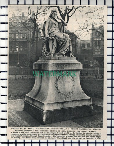 C6802) Mrs Siddons Actress Statue Repairs  - 1952 Cutting