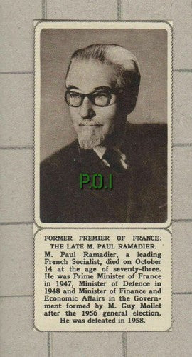 Paul Ramadier French Socialist France Prime Minister Obituary -  1961 SMALL Clip