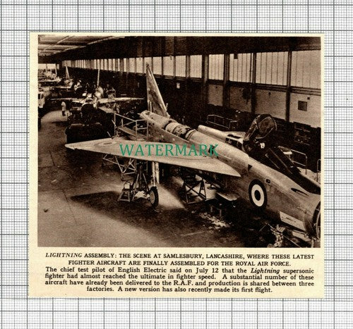 C2811) Samlesbury Lancashire Lightning Aircraft Assembly - 1961 Clip