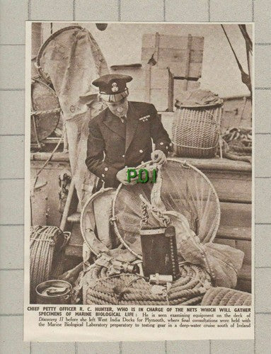 Chief Petty Officer R C Hunter Discovery II Marine Biological Lab- 1950 Cutting