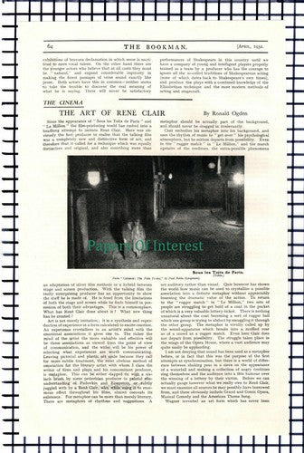 X1336) Rene Clair French Filmmaker - 1932 Article