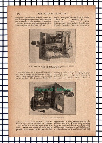 Great Northern Railway Nottingham Leeds Control Room -  1917 Article
