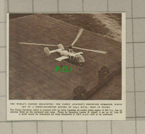 C1774) Fairey Aviation Gyrodyne Helicopter Sqd Ldr B Arkell -  1948 Clip